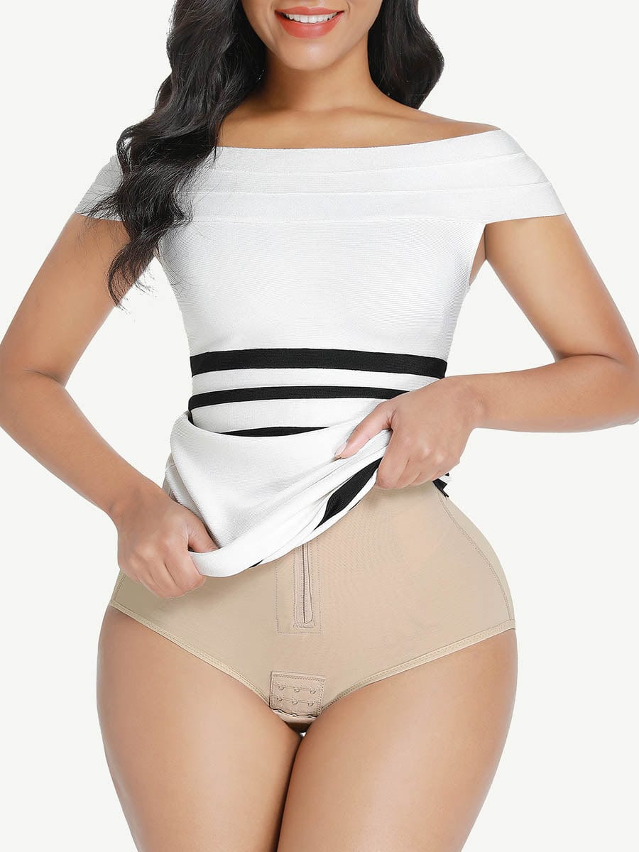Wholesale High Waist Post Surgery Shaper Shorts With Two Steel Bones and Zip