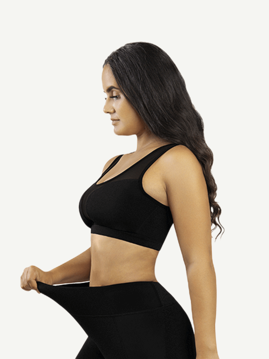 Wholesale Sports Bra With Vest Bra Design And Front Tulle Stitching