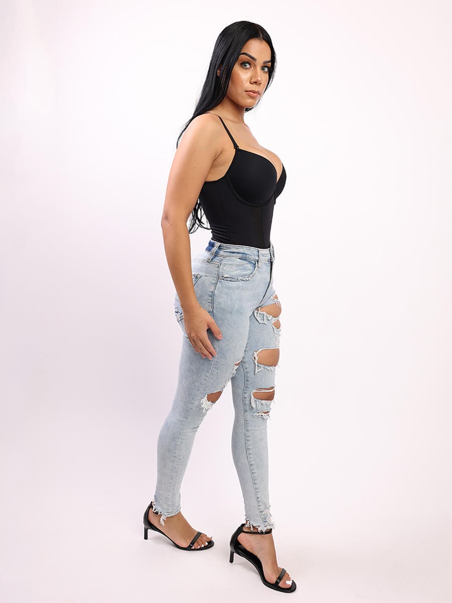 Wholesale One-Piece Bodysuit Back Large U-shaped Design with 3/4 Cup