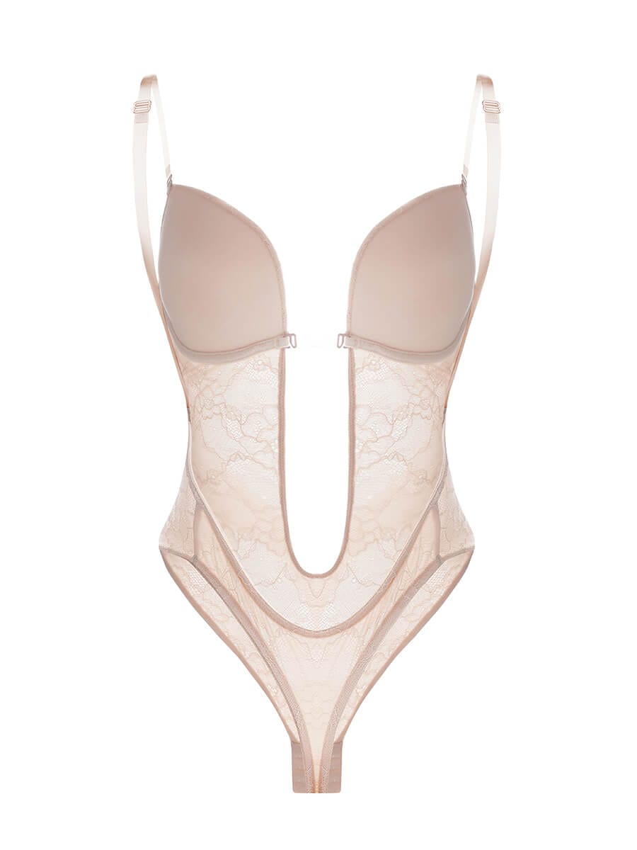 Wholesale One-piece Deep V Necklines Lace Thong Bodysuit