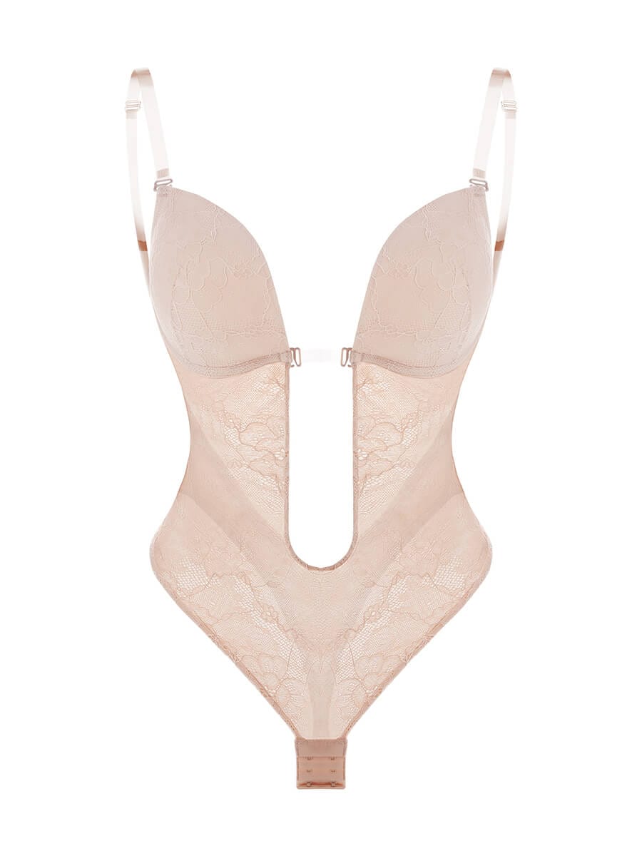 Wholesale One-piece Deep V Necklines Lace Thong Bodysuit