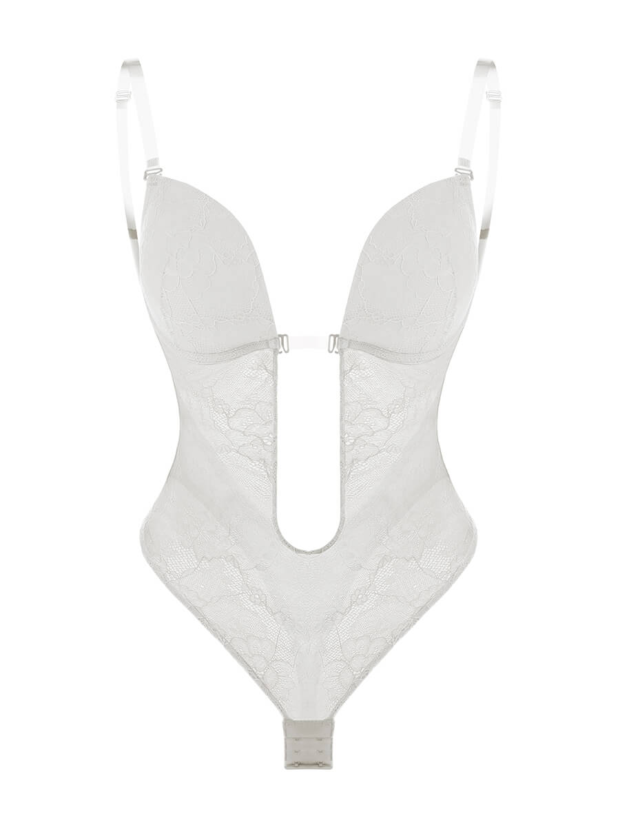Wholesale One-piece Deep V Necklines Lace Thong Bodysuit