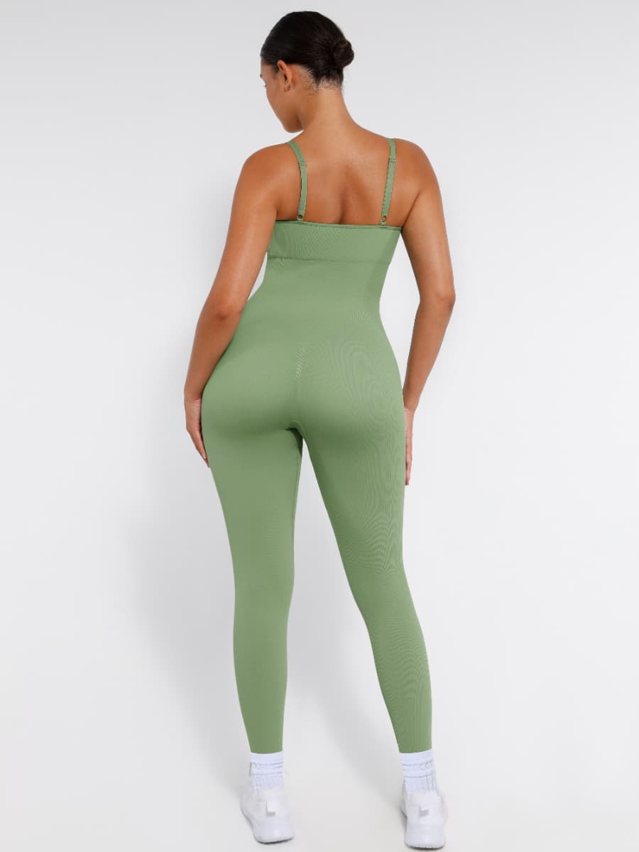 Jesbi Jireh High Stretchy Seamless Sling Tummy Control Jumpsuit Removable cup pads