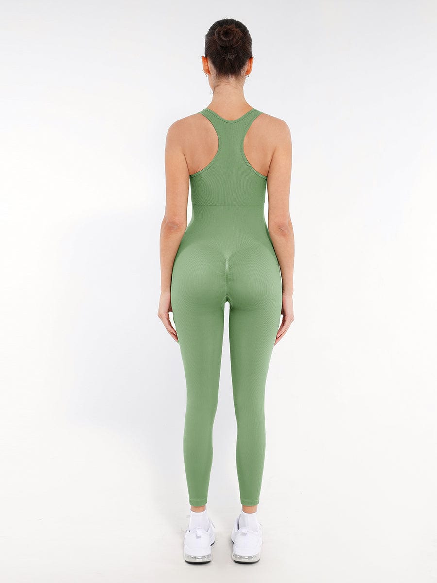 Jesbi Rohi Seamless Zip Front Full-Length Racerback 2-in-1 Sport Shaping Jumpsuit