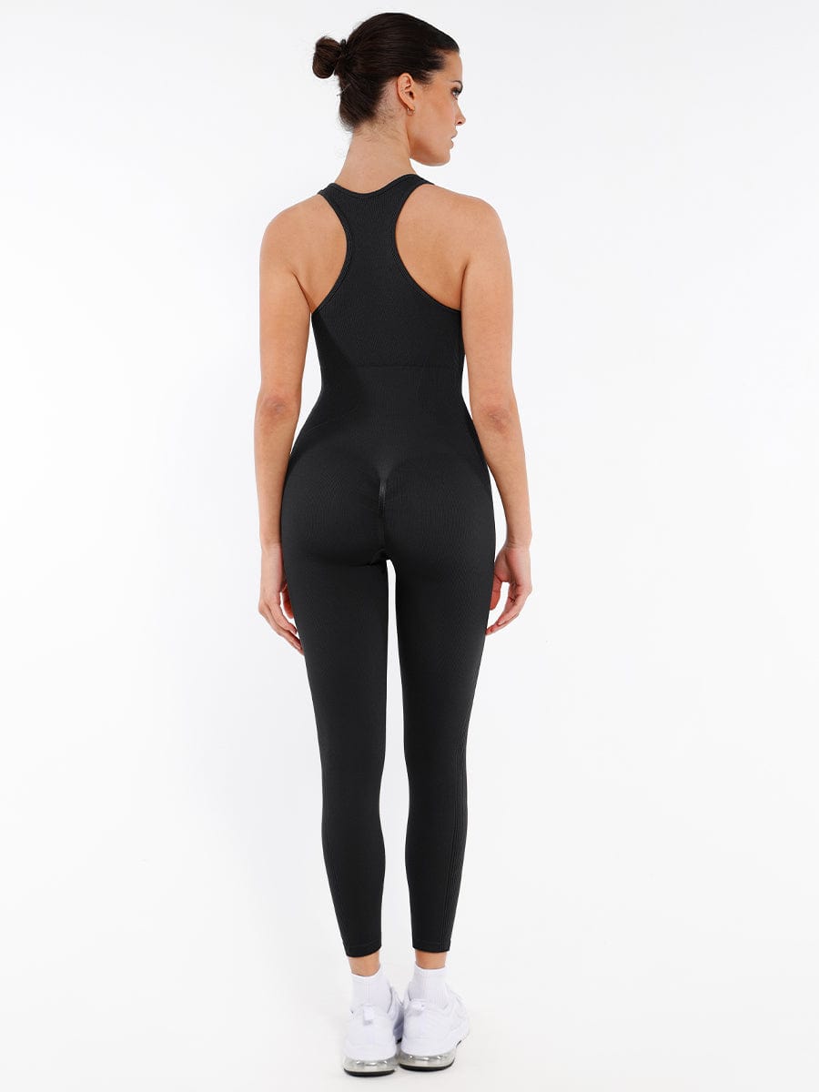 Jesbi Rohi Seamless Zip Front Full-Length Racerback 2-in-1 Sport Shaping Jumpsuit