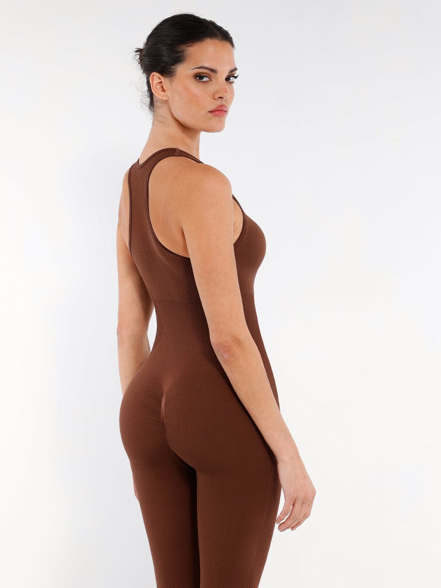 Jesbi Rohi Seamless Zip Front Full-Length Racerback 2-in-1 Sport Shaping Jumpsuit