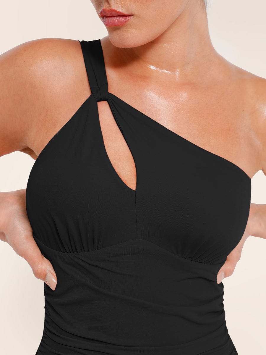Jesbi Tsuri One Shoulder One Piece Ruched Support Chest Swimwear