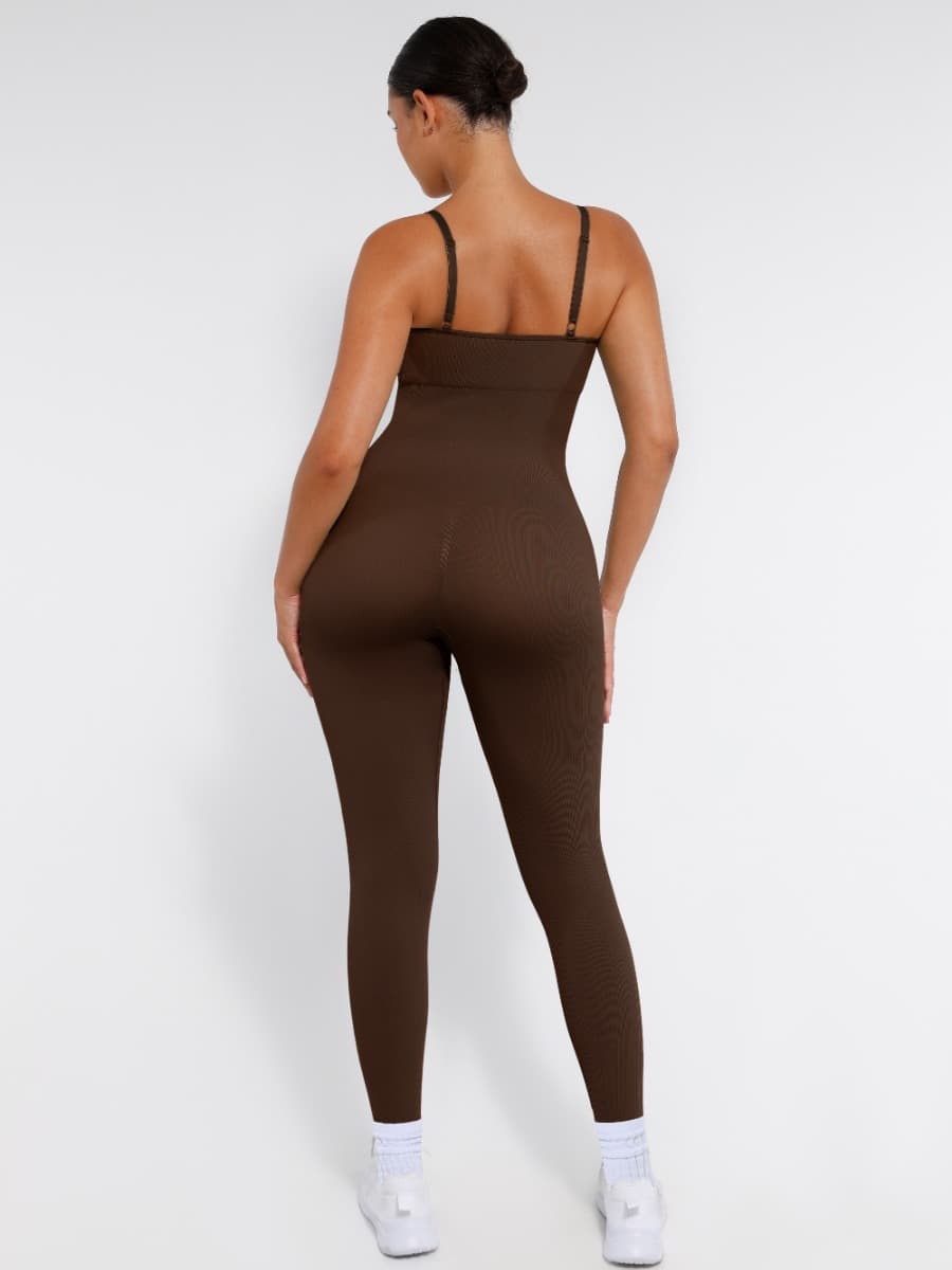 Jesbi Jireh High Stretchy Seamless Sling Tummy Control Jumpsuit Removable cup pads