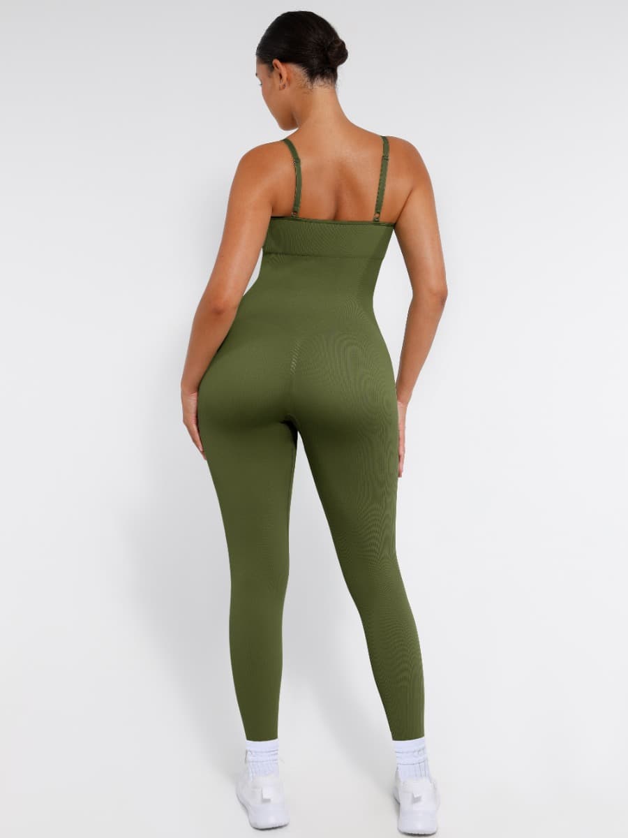 Jesbi Jireh High Stretchy Seamless Sling Tummy Control Jumpsuit Removable cup pads