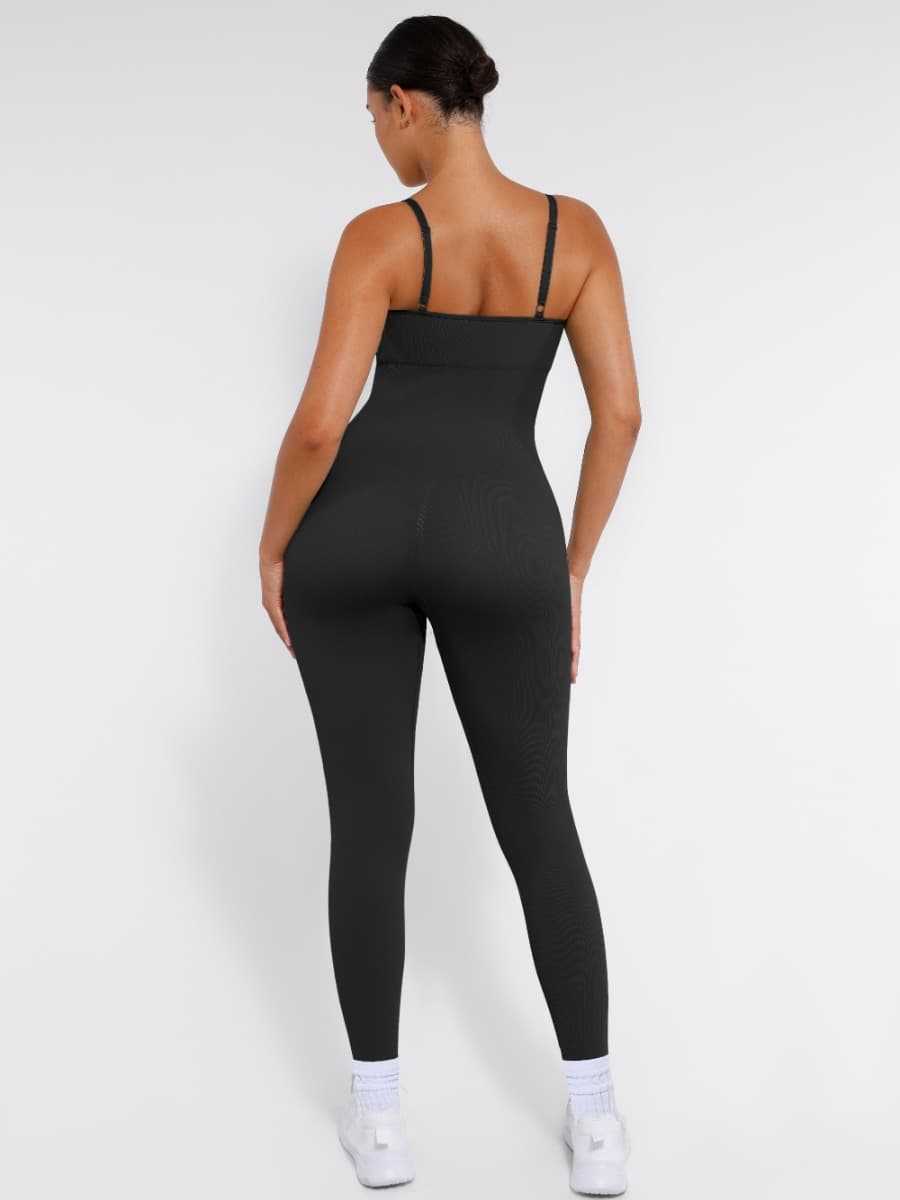 Jesbi Jireh High Stretchy Seamless Sling Tummy Control Jumpsuit Removable cup pads