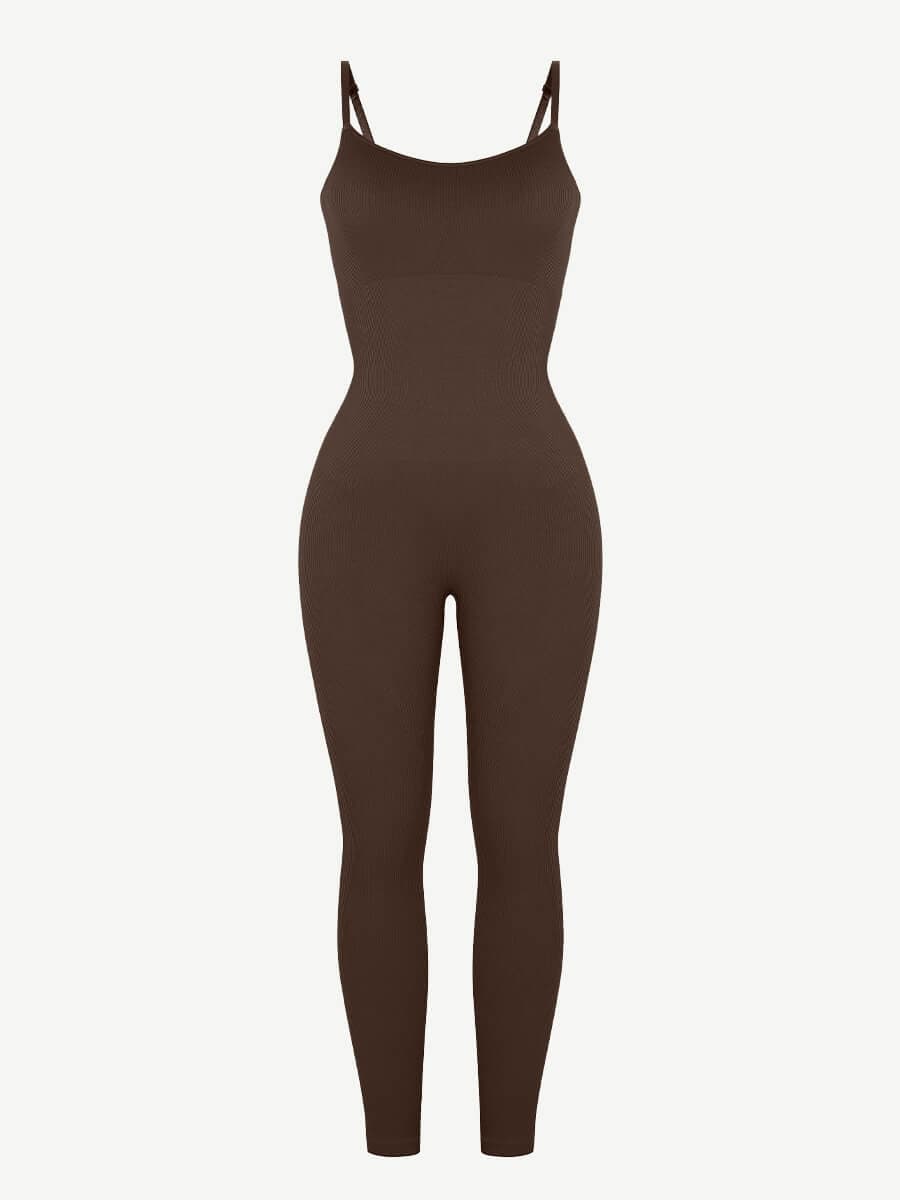 Jesbi Jireh High Stretchy Seamless Sling Tummy Control Jumpsuit Removable cup pads