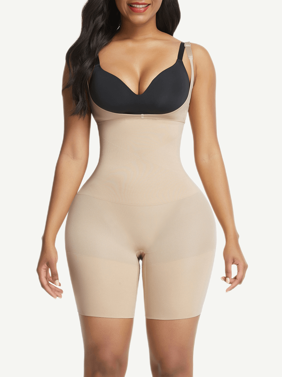 Wholesale Open-Bust Mid-Thigh Bodysuit Abdomen Flattening