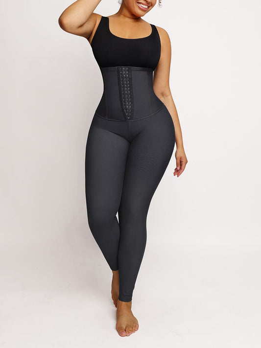 High-waisted Three-breasted Belted Tummy-control Denim Trousers