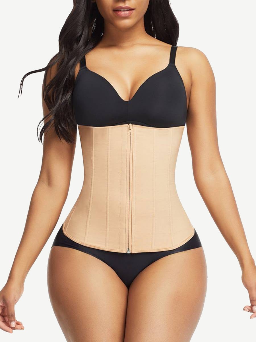Wholesale 9 Steel Bones W-shape Waist Trainer Zipper Built-in Clips Inside