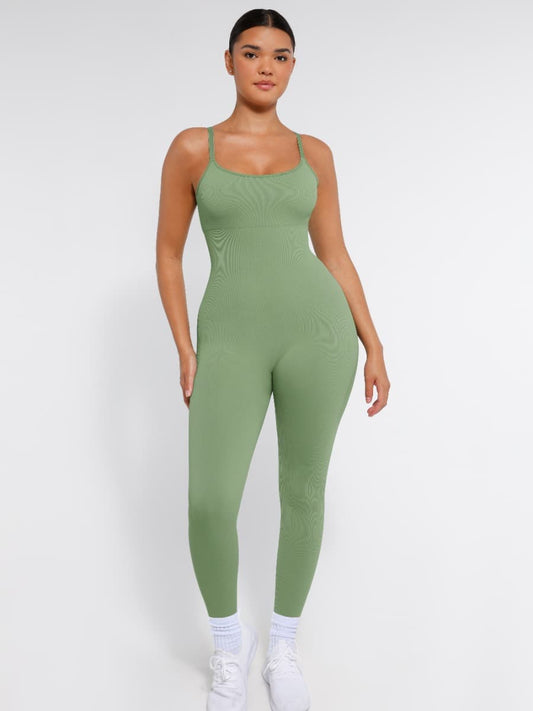 Jesbi Jireh High Stretchy Seamless Sling Tummy Control Jumpsuit Removable cup pads