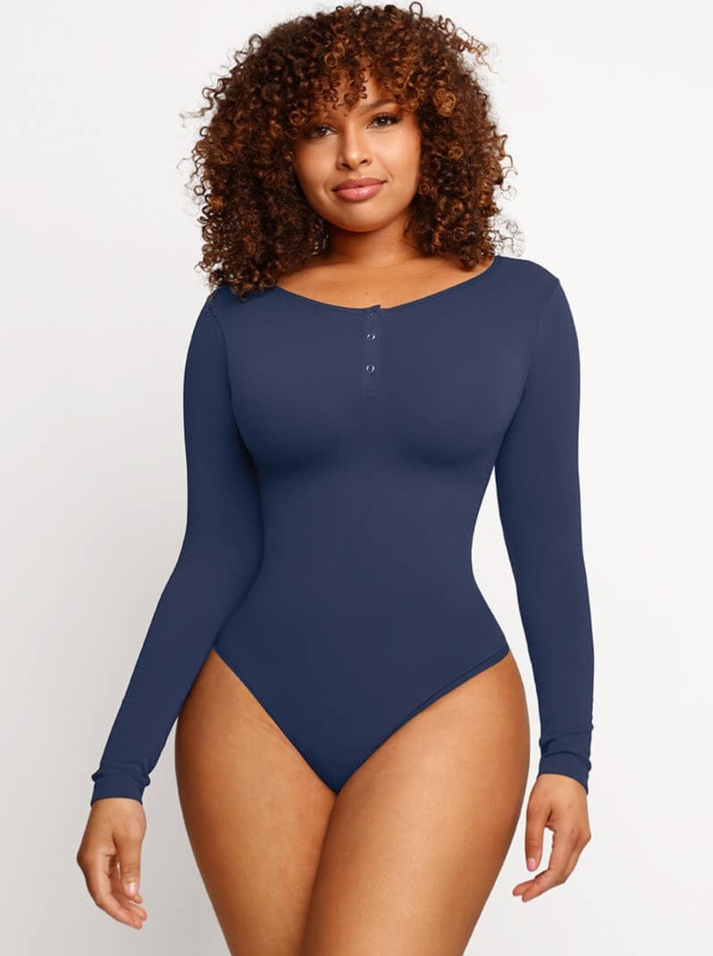 Wholesale Seamless Outer Long Sleeve Thong Bodysuit