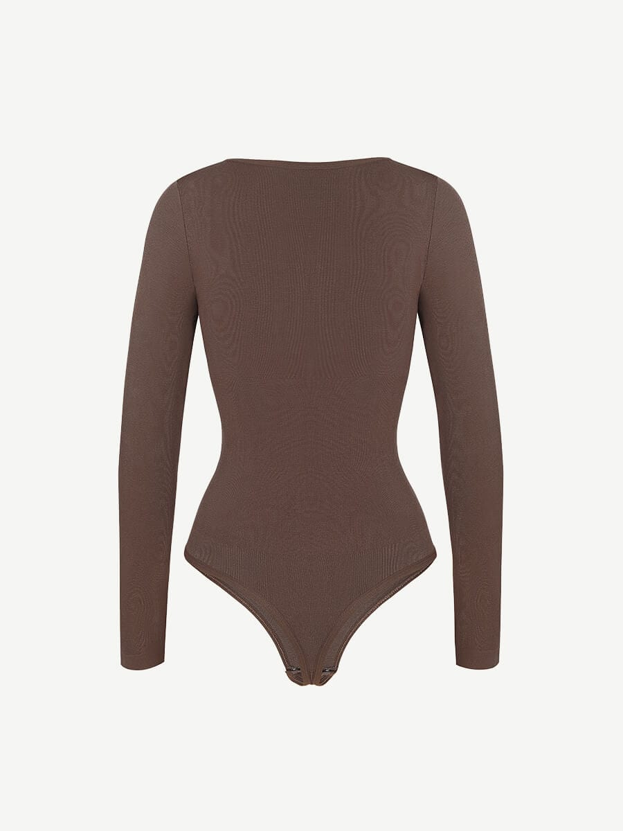 Wholesale Seamless Outer Long Sleeve Thong Bodysuit