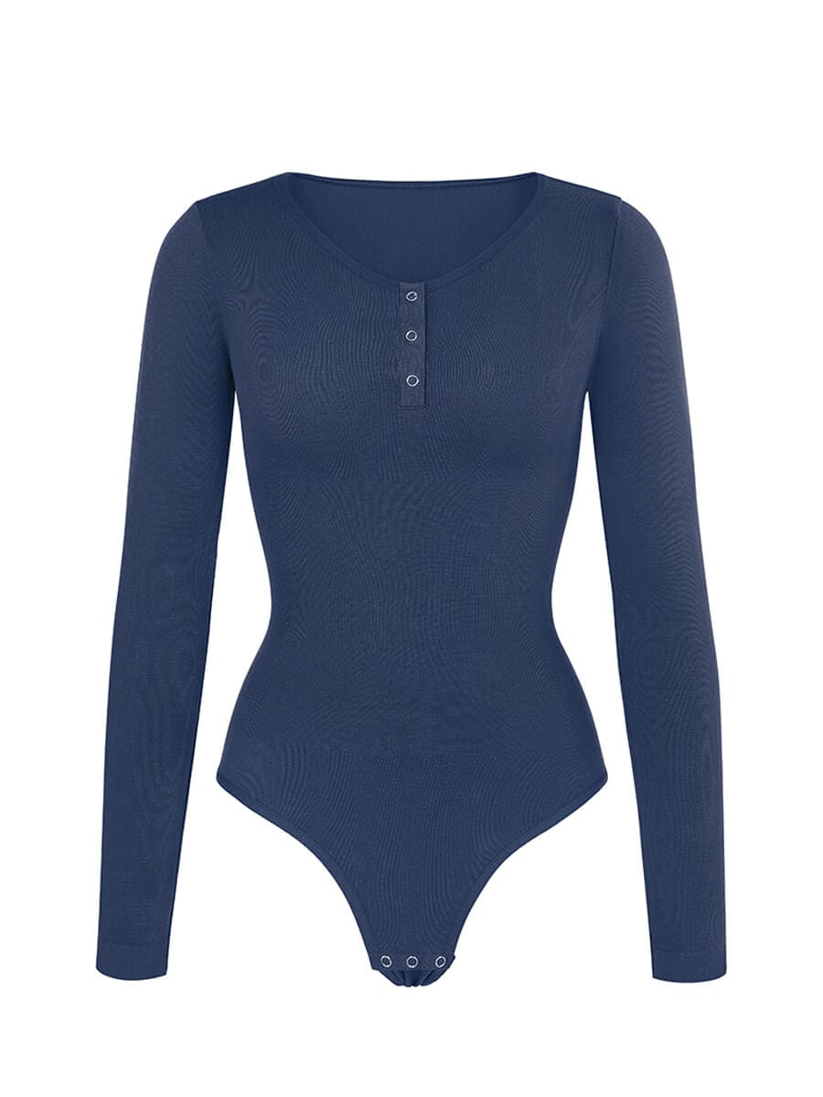 Wholesale Seamless Outer Long Sleeve Thong Bodysuit