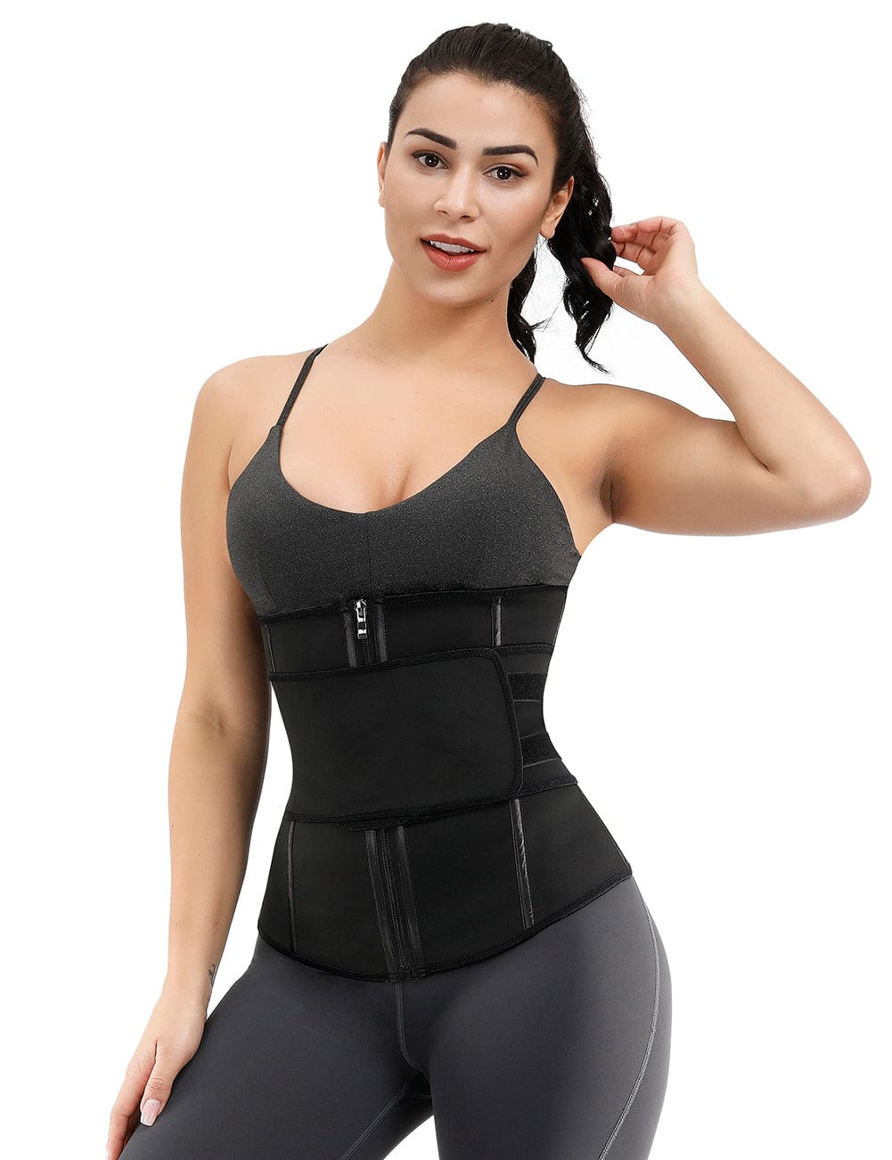 Remarkable Black Double Layer 7 Steel Boned Waist Trainer Plus Size