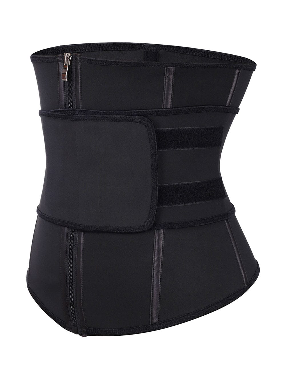 Remarkable Black Double Layer 7 Steel Boned Waist Trainer Plus Size