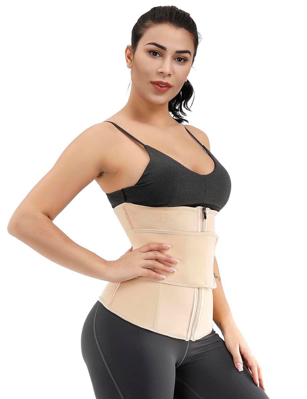 Remarkable Black Double Layer 7 Steel Boned Waist Trainer Plus Size